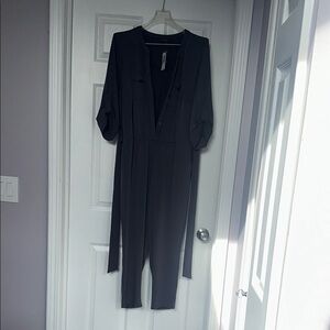 Torrid Gray Cropped Plus-Size Jumpsuit